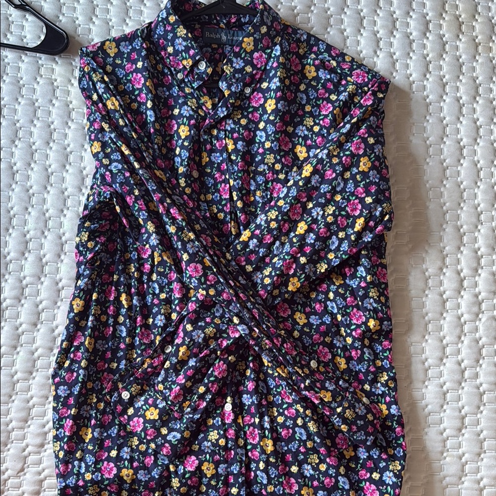 Floral men’s  Top - Black with Multicolor Flowers